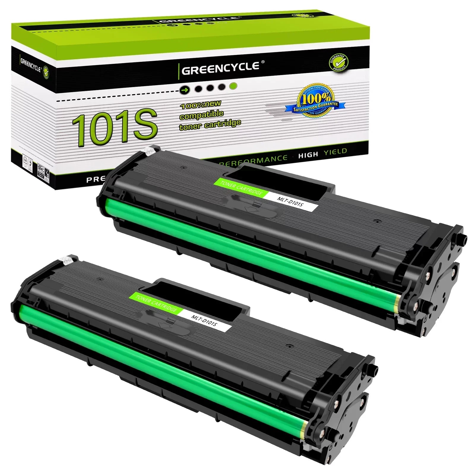 GREENCYCLE 2 Pack Suitable for Samsung MLT-D101S 101S Black Toner Cartridge Replacement with ML-2165 ML-2165W SCX-3400 SCX-3405W SCX-3405FW Printer