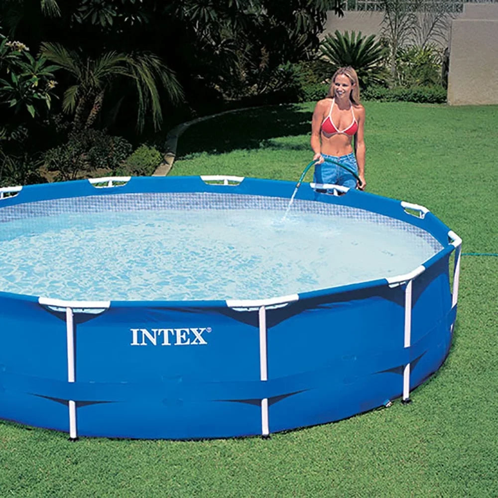 Intex Metal Above Ground Pool w/ Pump, Filter Cartridge 6 Pack, and Coating