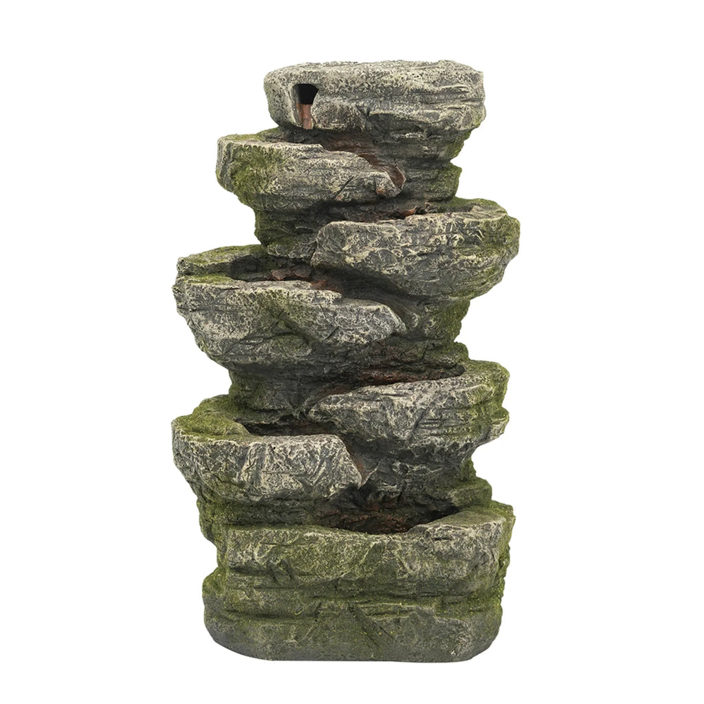 CC Home Furnishings Cascading Stone Tabletop Outdoor Fountain with Light - 13.75" - Brown
