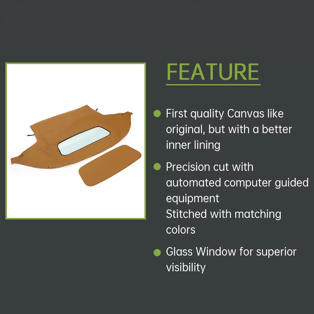 Kojem Convertible Soft Top for 1990-2005 Mazda Miata with Heated Glass Window Sailcloth Vinyl Tan