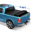 Ledkingdomus 5.6ft Soft Quad Fold Tonneau Protection Four Fold Truck Bed Shield for 2009-2023 Dodge Ram 1500