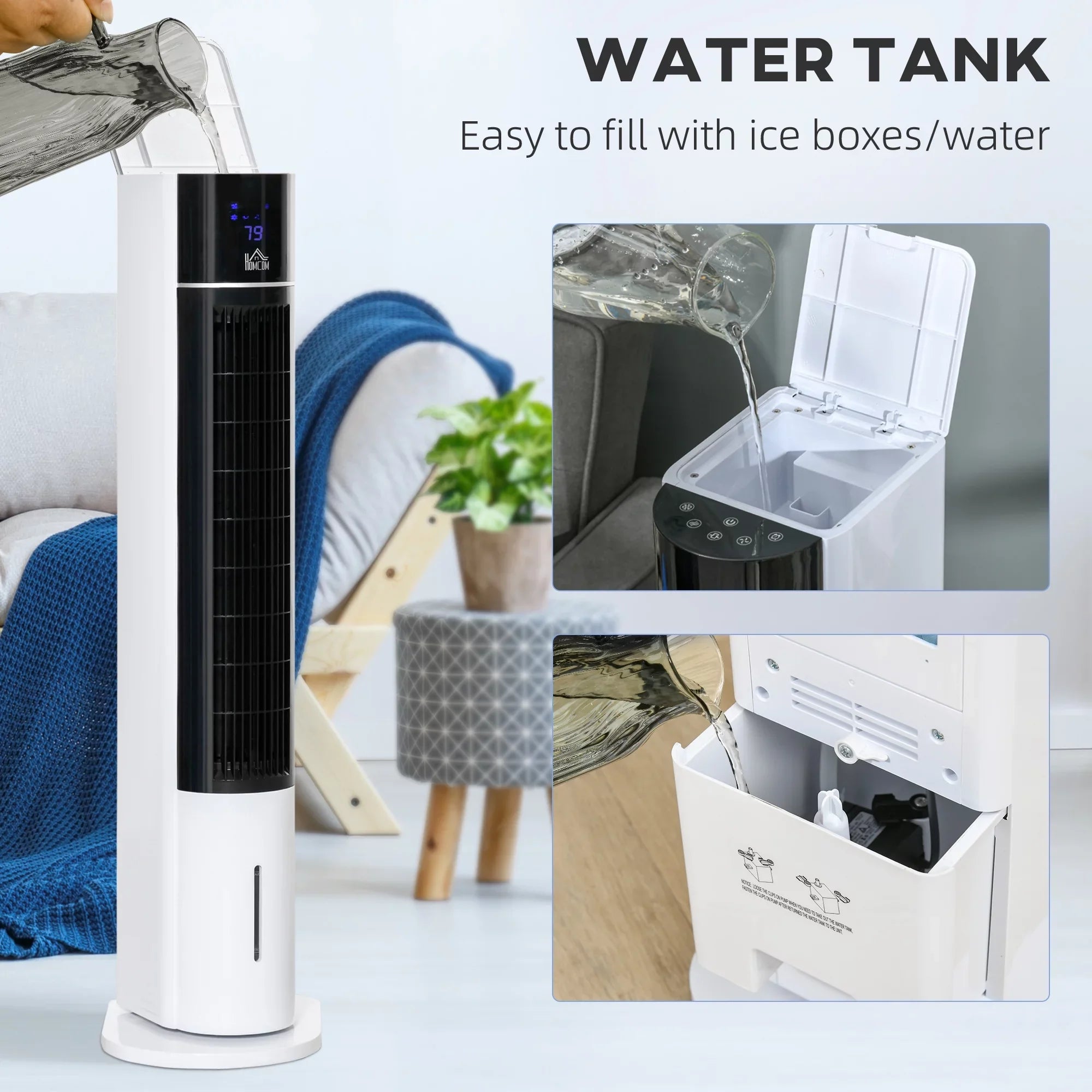 HOMCOM 42" Oscillating Evaporative Air Cooler for Home Office with Timer, 3-In-1 Ice Cooling Tower Fan Humidifier with 3 Modes, 3 Speeds, LED Display and Remote Control