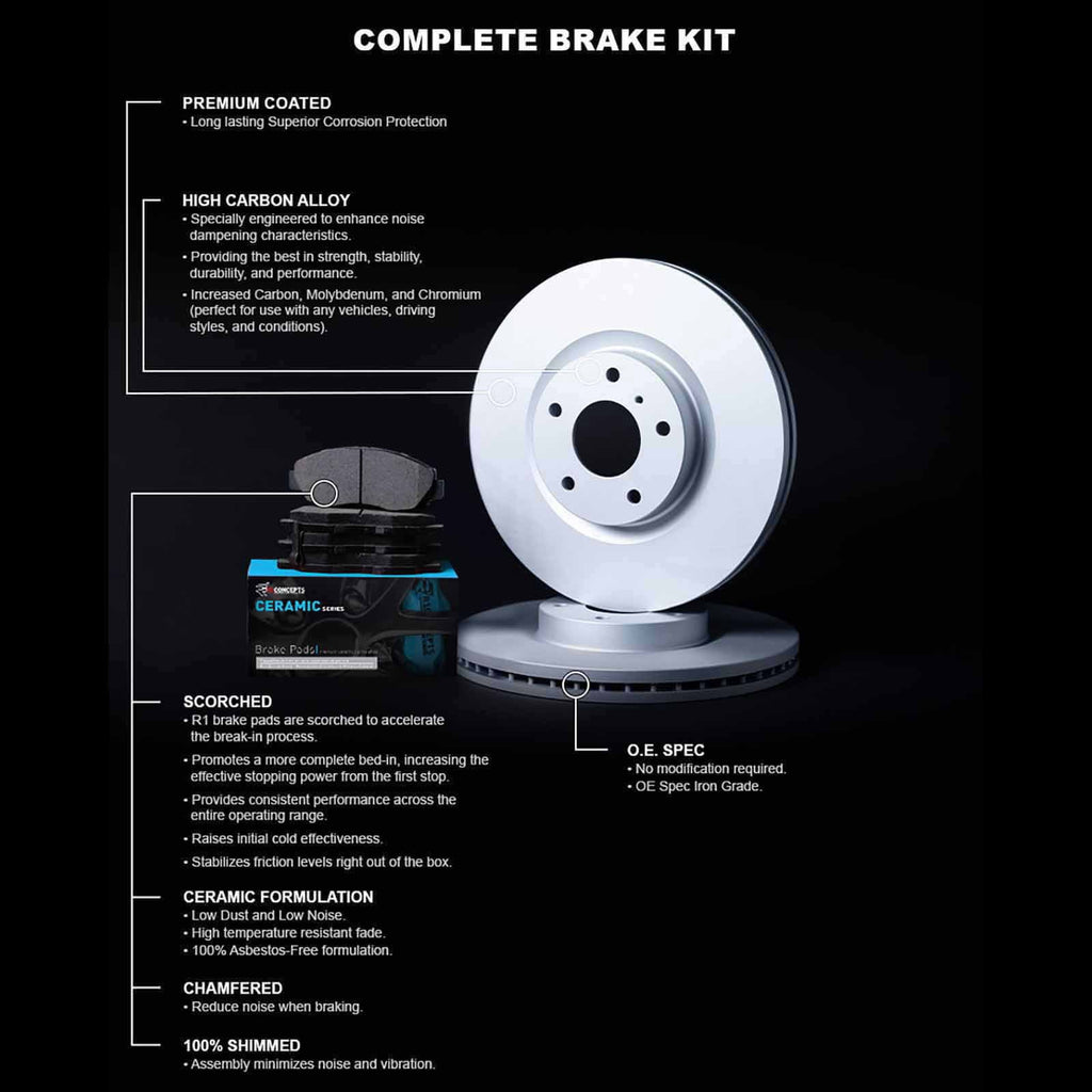 R1 Concepts Wdwh1 76064 R1 Concepts Brake Rotor Carbon Coated With Ceramic Pads Fits select: 2007-2018 TOYOTA YARIS, 2012-2019 TOYOTA PRIUS C