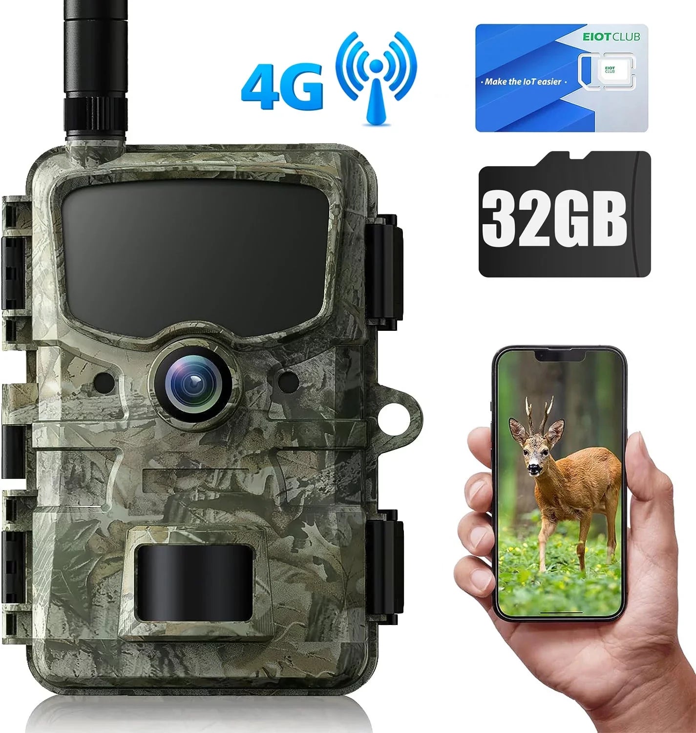 CAMPARK 4G LTE Cellular Trail Camera Sends Picture Video to Cell Phone - 24MP 1080P Game Hunting Camera with Night Vision Motion Activated Waterproof for Wildlife Monitoring Trail Cam with SD Card