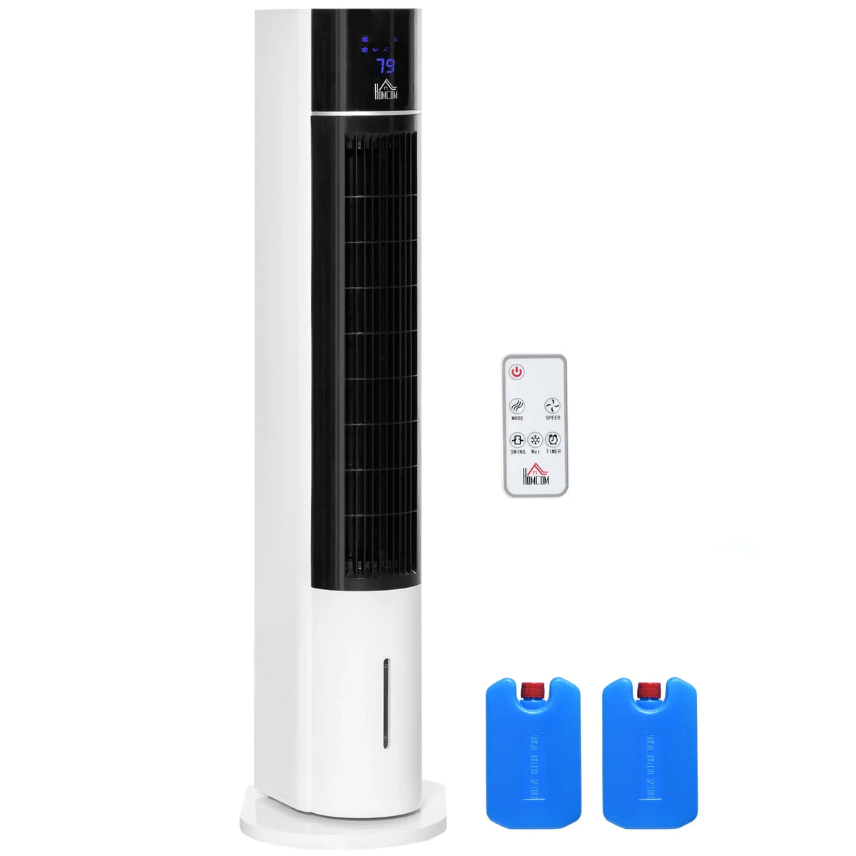 HOMCOM 42" Oscillating Evaporative Air Cooler for Home Office with Timer, 3-In-1 Ice Cooling Tower Fan Humidifier with 3 Modes, 3 Speeds, LED Display and Remote Control