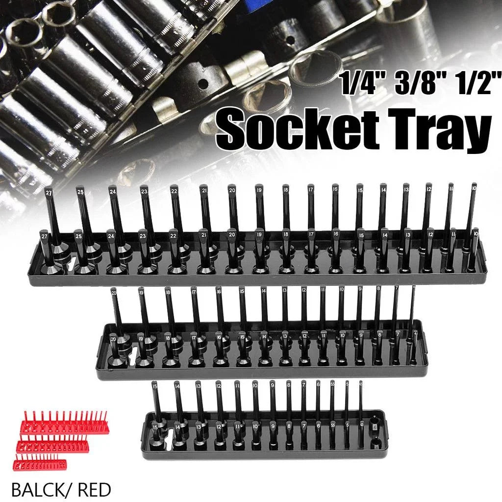 s/set Metric Socket Tray Rack Holder Storage Tool Organizer 1/4'' 3/8'' 1/2''