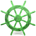 Nagina International Rustic Antique Beautiful Wall Decor Handcrafted Pine Nautical Ship Wheel | Maritime Exclusive Wall Decor (16 Inches, Junky Green)