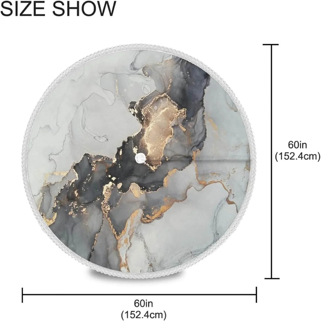 Hyjoy Natural Luxury Abstract Fluid Art Painting Round Tablecloth 60In,Waterproof Round Table Cloths with Umbrella Hole and Zipper,Party Patio Table Shield for Outdoor Backyard /BBQ/Picnic