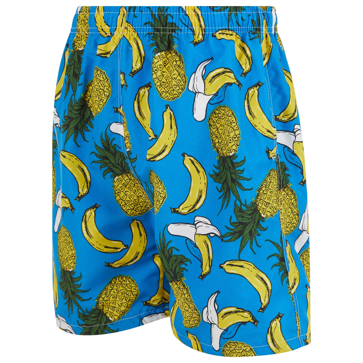 iBerryNY Mens Swimming Trunks Beach Shorts, Mesh Lining, 2 Pairs, Palm Sunset/Fruits, Large