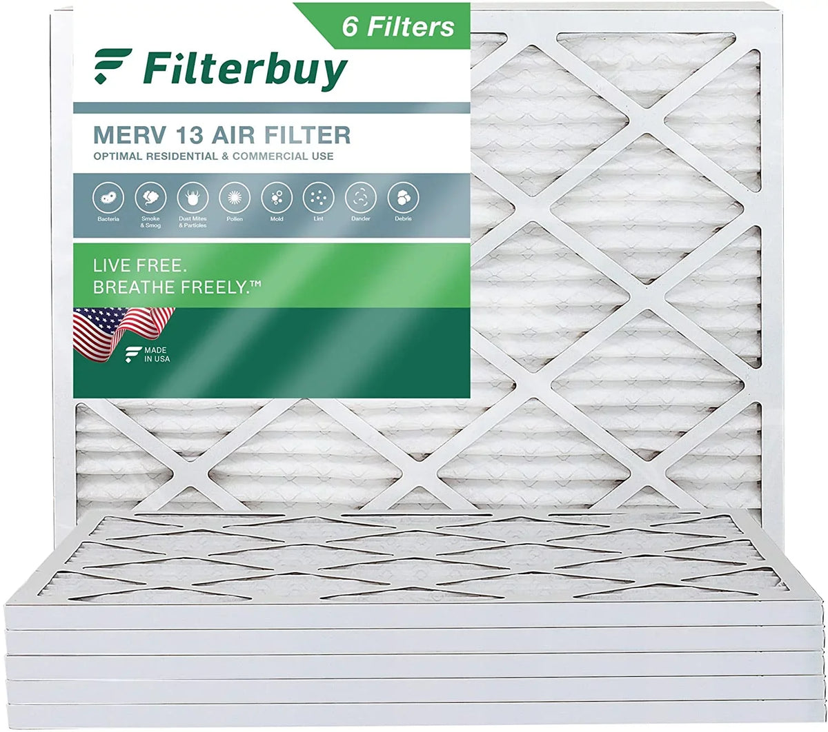Filterbuy 16x20x1 MERV 13 Pleated HVAC AC Furnace Air Filters (6-Pack)