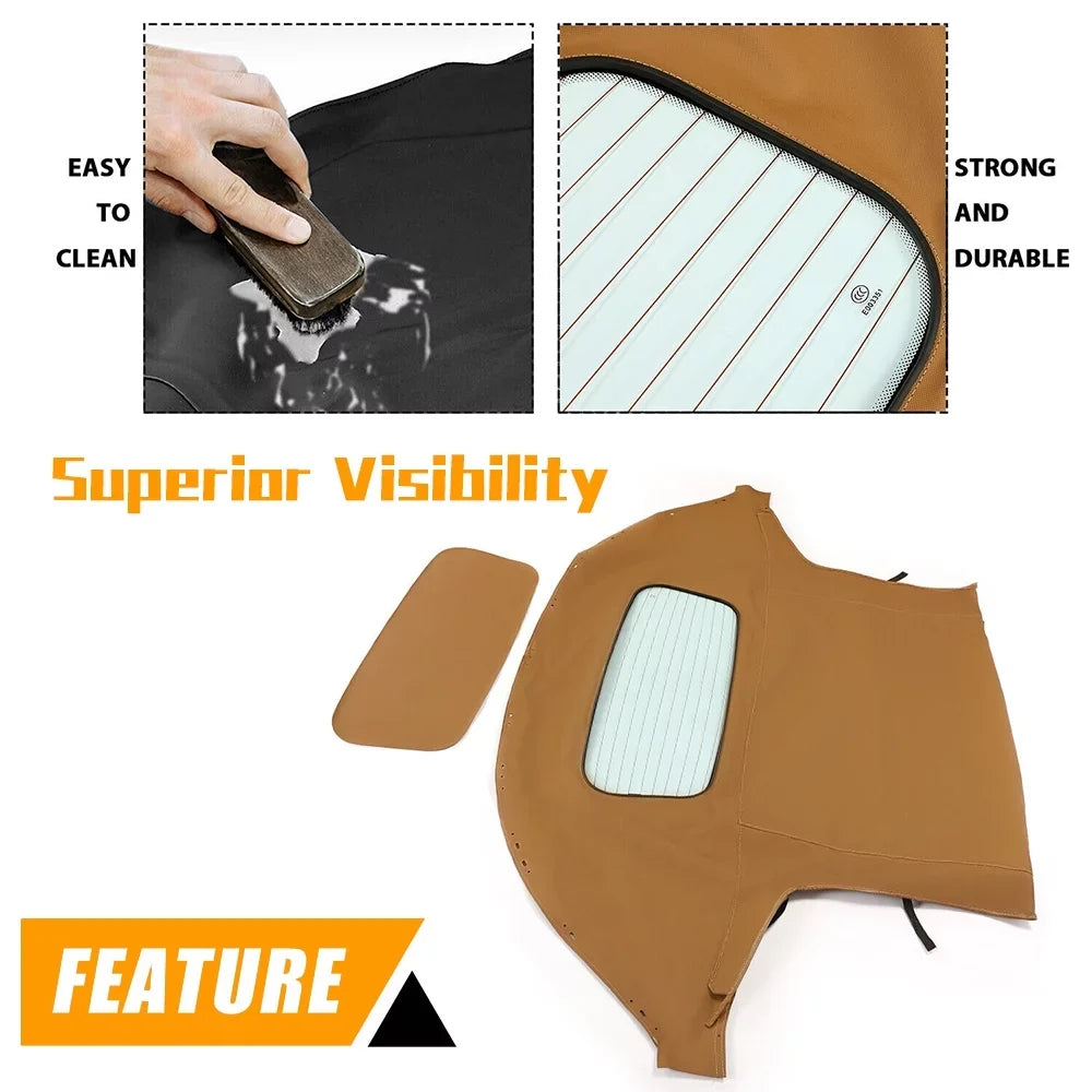 Kojem Convertible Soft Top for 1990-2005 Mazda Miata with Heated Glass Window Sailcloth Vinyl Tan