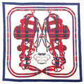 Pre-Owned HERMES Gavroche Carre 45 Brides de Gala Tartan Scarf Muffler Silk White Women's N3123233 (Good)