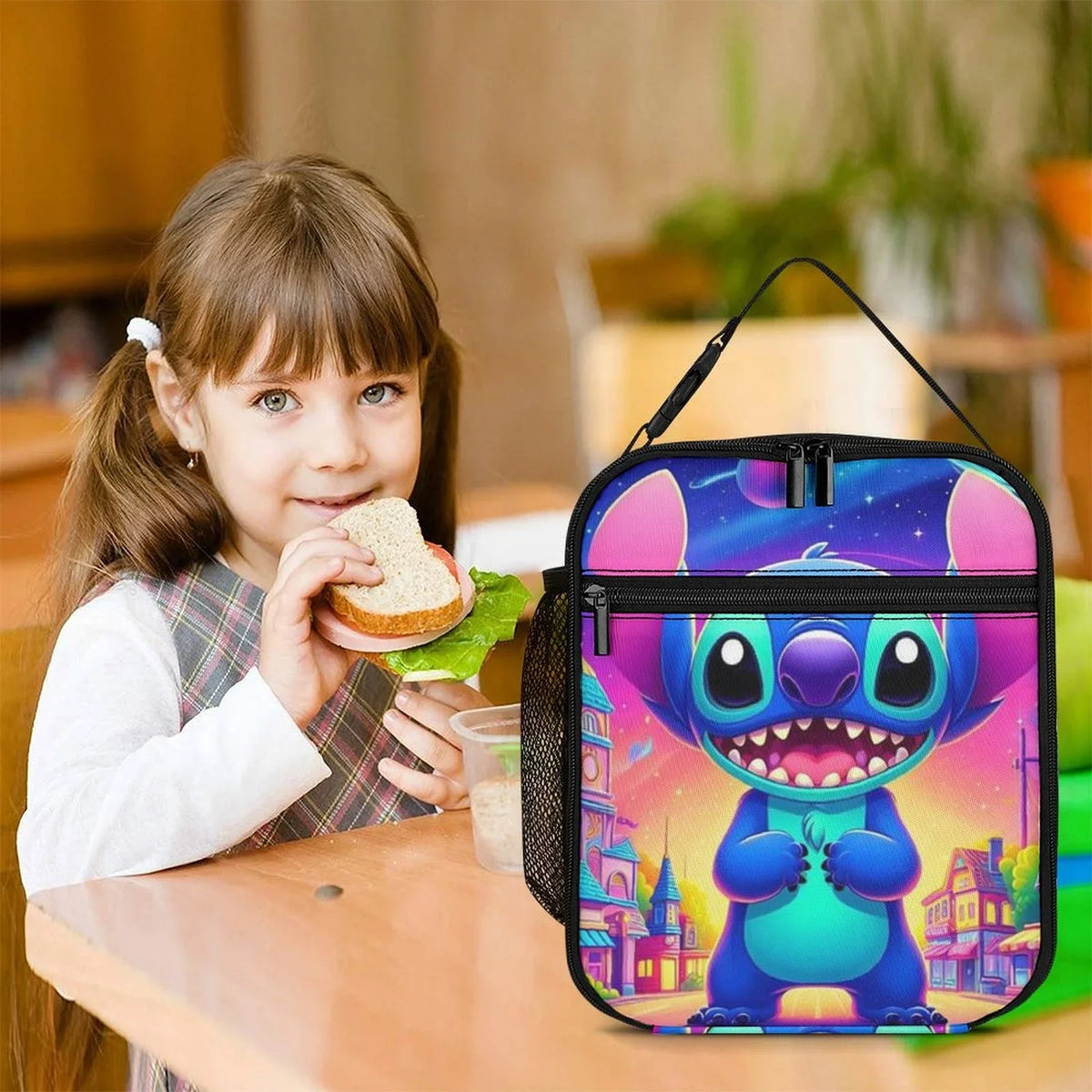 Lilo Art Stitch Portable Lunch Bag Tote Bento Bag School Office Insulated Cooler Thermal Handbag For Adult Boys Girls Kids