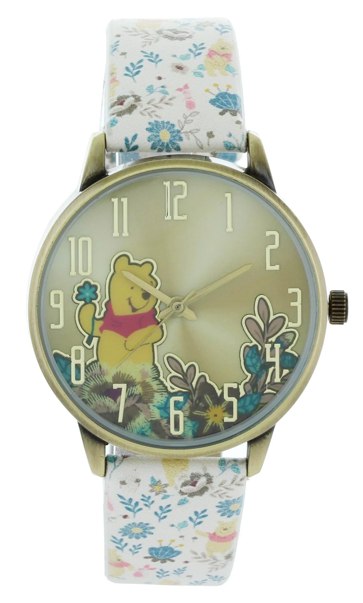 Cute Classic look Disney Winnie The Pooh Printed Band Watch Enjoy Picking flower WP5037-AB