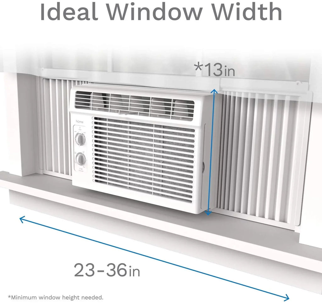hOmeLabs Window Air Conditioner 5000 BTU - Easy Mechanical Control Compact AC Unit with Washable Reusable Filter, 2 Cooling Speeds, 2 Fan Speeds - Perfect for Bedroom and Rooms up to 150 Sq. Ft.