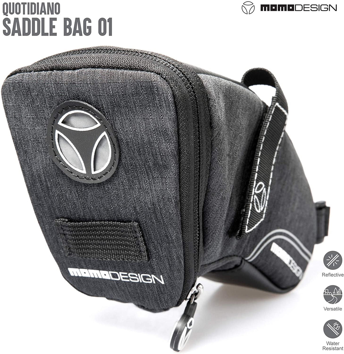 MOMODESIGN Bike Saddle Bag Climate Safe Perfect for Storage Led Tail Light & Reflective Design Capacity of 1.2 L
