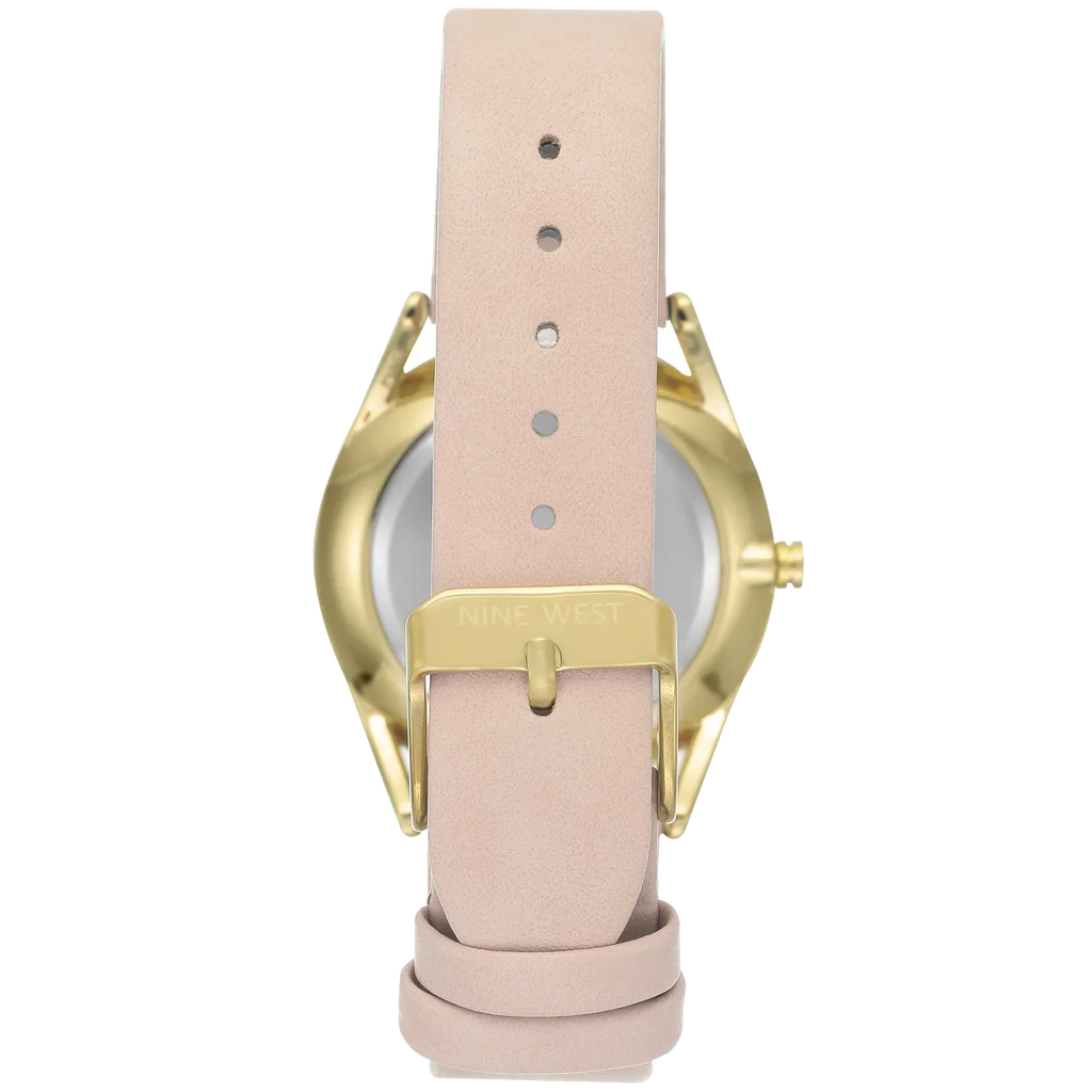 Nine West Women's Gold-Tone and Pastel Pink Strap NW/1994WTPK Watch