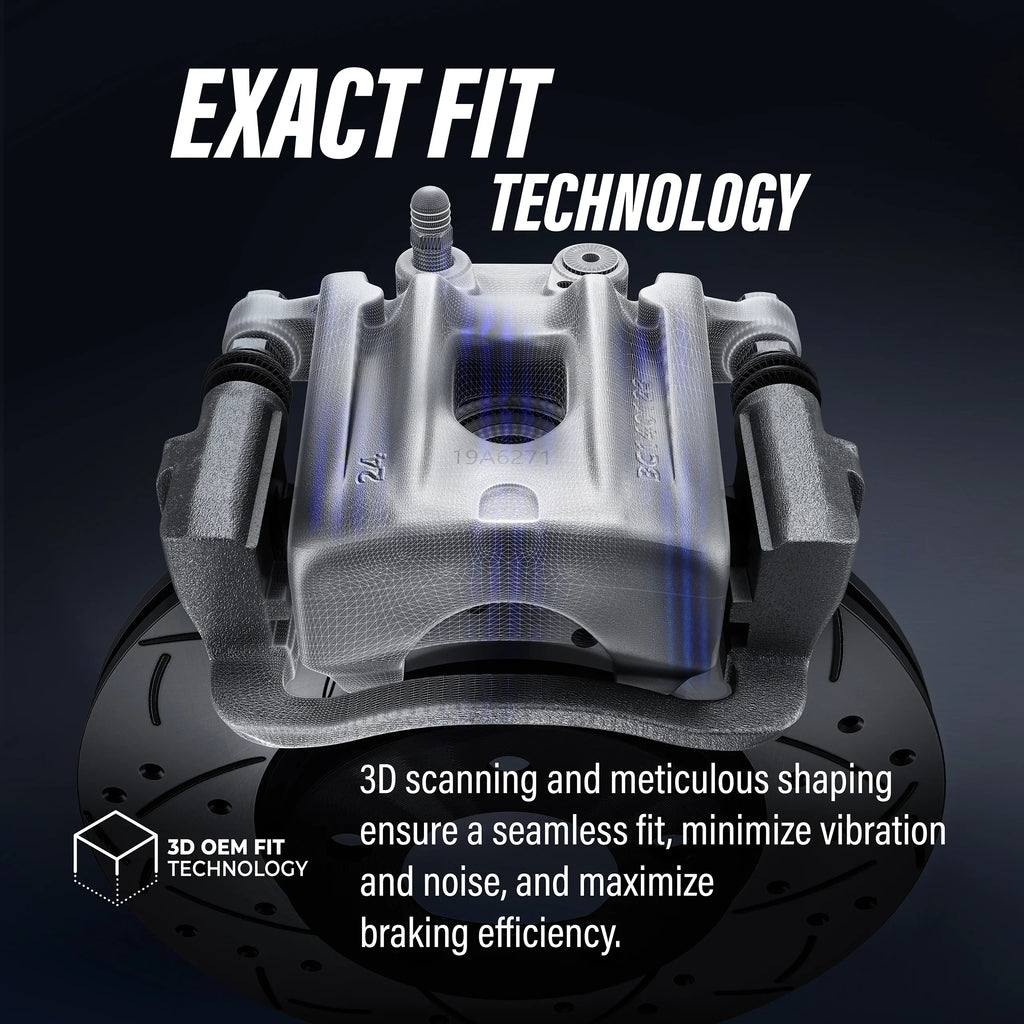 Transit Auto Rear Disc Brake Coated Caliper Drilled Slotted Rotors And Ceramic Pads Kit For 2012 Ram C/V With Dual Piston Front KCD-101645N