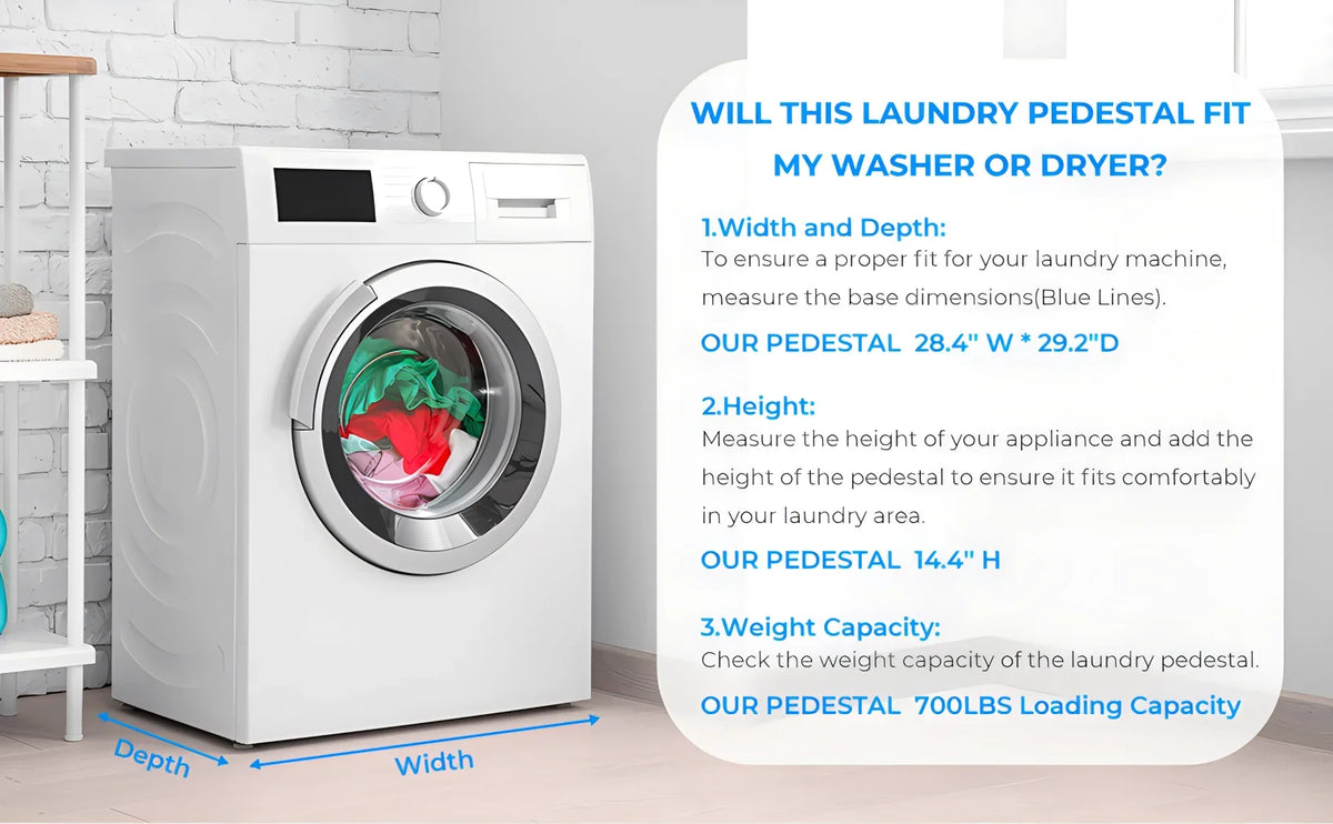 2 Pack Laundry Pedestals 28"× 29" Heavy Duty Inlife Dual Washing Machine Pedestals, Washer and Dryer Stands, Stainless Steel, White