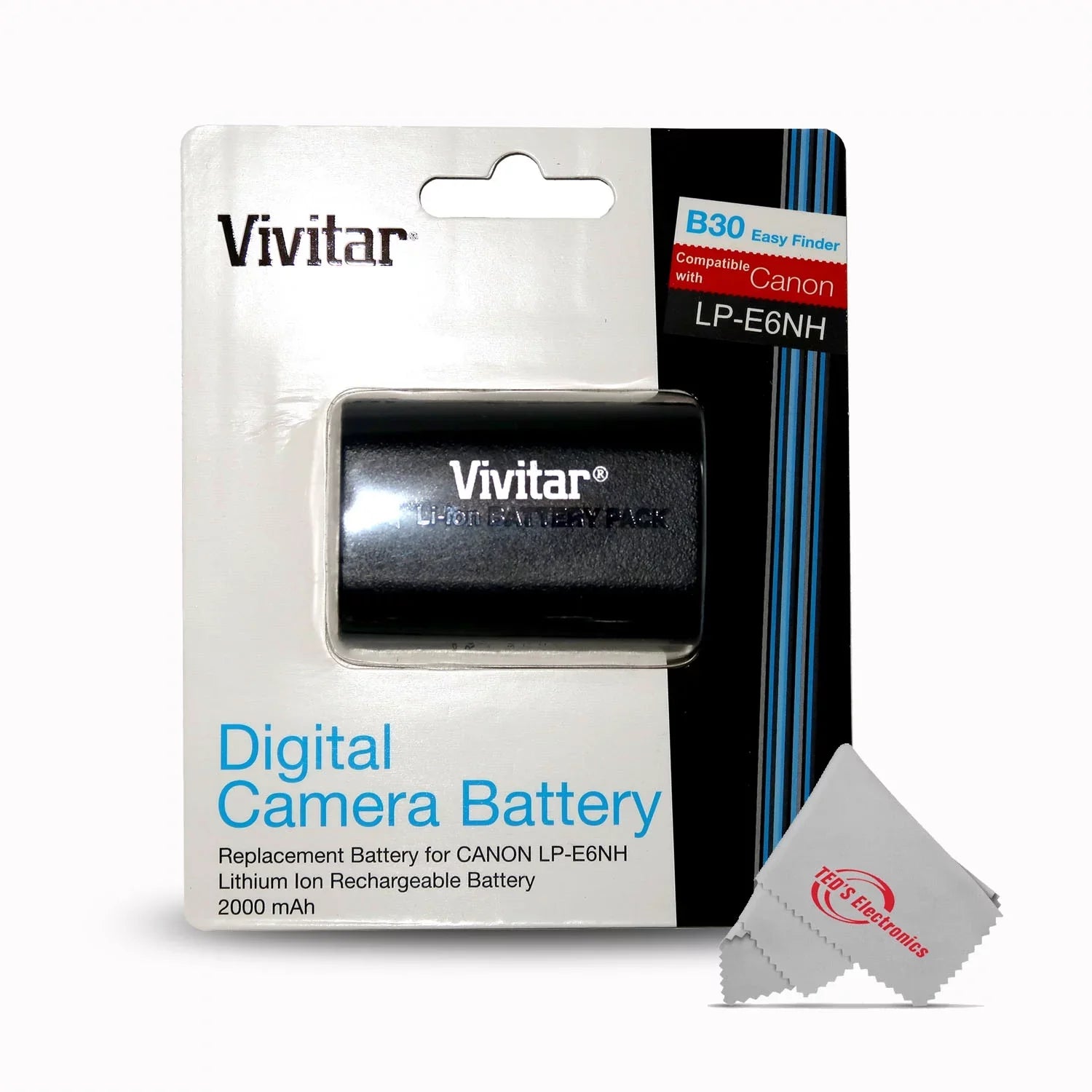 3x Vivitar CBE6NH Canon LP-E6NH Replacement Battery for EOS 90D 80D R R6 R6 5D Mark IV 6D 7D 70D 60D 60Da