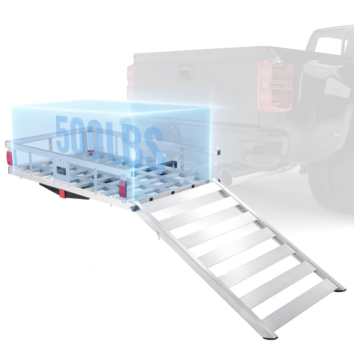 SKYSHALO Hitch Mount Cargo Carrier 47x28x6 in 500lb and Folding Ramp Fits 2" Receiver