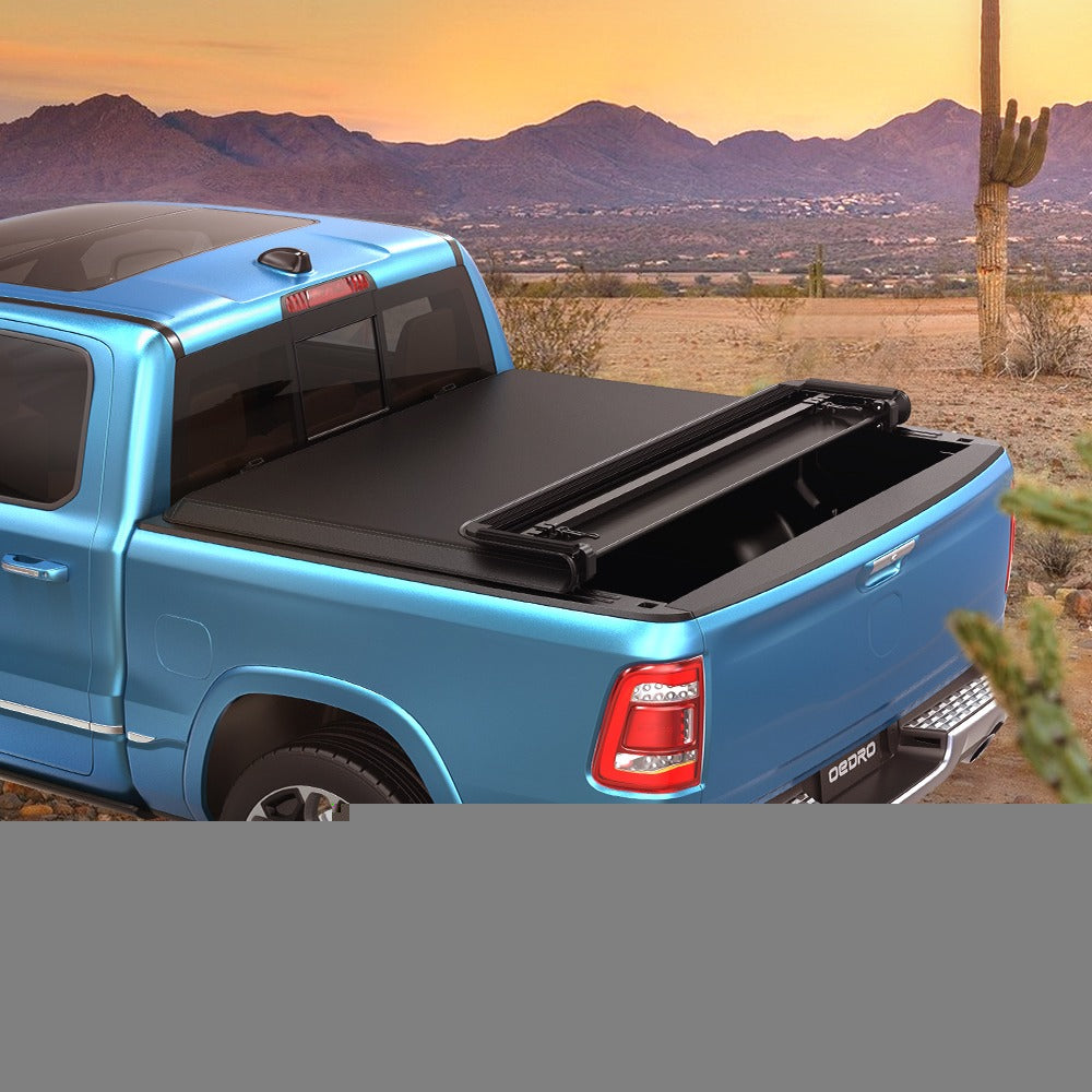 Ledkingdomus 6.4 ft Soft Fold Tonneau Shield Truck Bed Coating for 02-23 Dodge Ram 1500/Ram 2500 3500