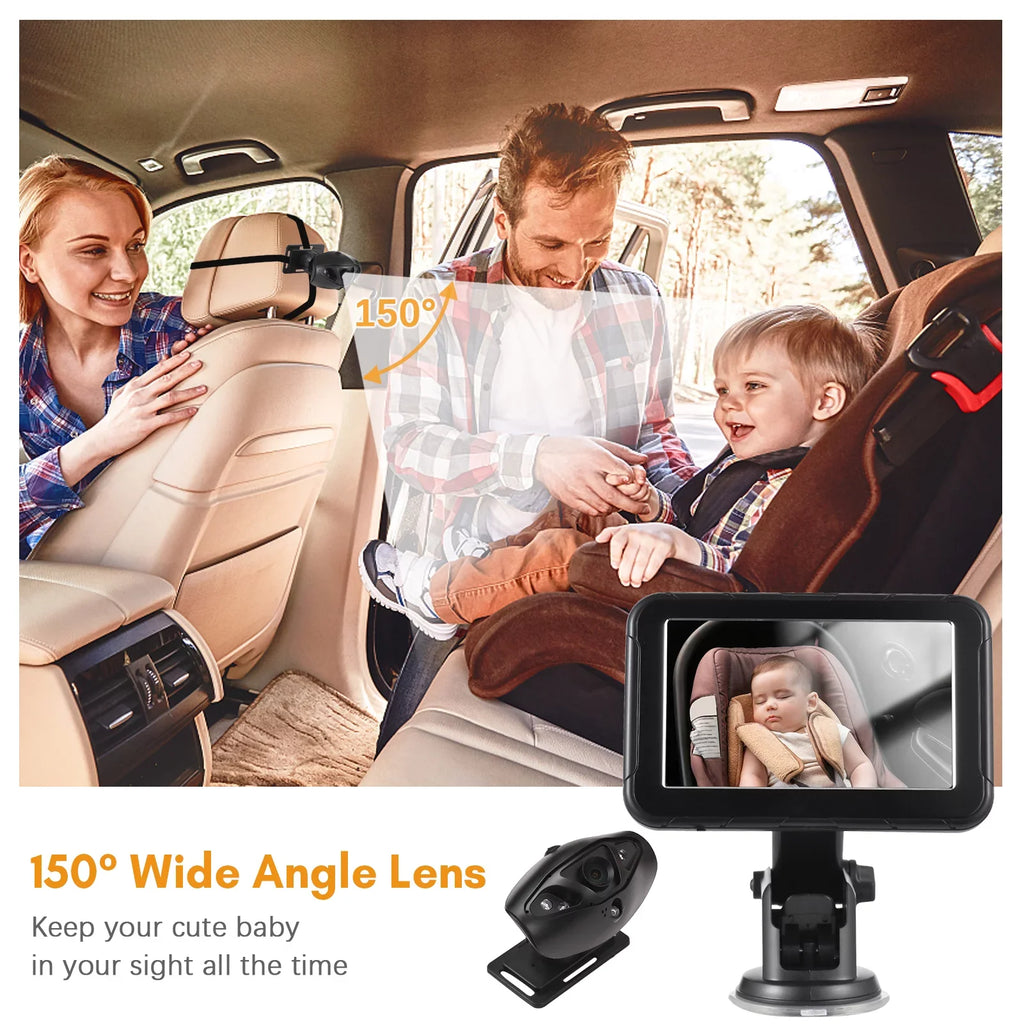 moobody Baby Car Monitor 1080P High Definition Monitor Camera for Baby Rear Facing Seat 5 Inch Car Seat Mirror Display 150° Wide View Night Vision Baby Car Mirror Camera Easy Installation