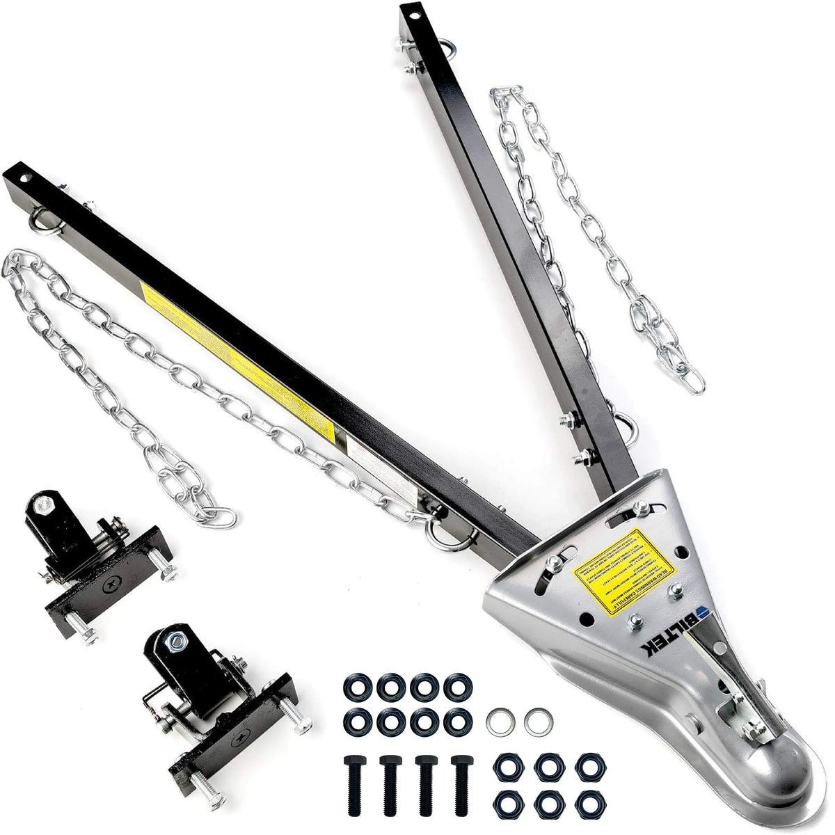 Biltek Adjustable Universal Tow Bar with 2x Safety Chains for 2" Trailer Ball Hitch, 5000 lbs. Towing Capacity