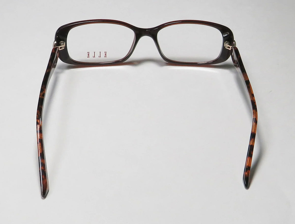 NEW ELLE 13428 WOMENS/LADIES RECTANGULAR FULL-RIM BROWN PREMIUM ACETATE PLASTIC Long-lasting DESIGNER FRAME DEMO LENSES 52-16-135 EYEGLASSES/EYE GLASSES