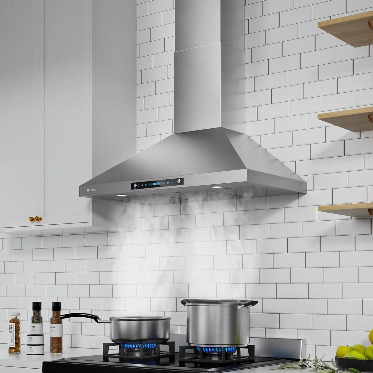 HisoHu Range Hoods 36 Inch Wall Mount, 780 CFM with Ducted Convertible Ductless (Kit Included), 4 Speed Gesture Sensing&Touch Control Panel, Stainless Steel Kitchen Vent (36 Inch)
