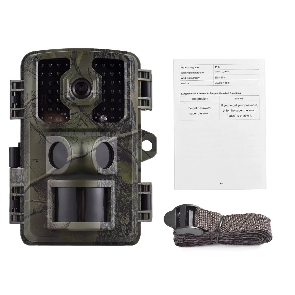Carevas 4K Trail 16MP Wildlife Tracking with 2.0 Inch TFT Color Screen PIR Sensors 0.5s Trigger Time Supports Infrared Motion Activated IP66 Waterproof