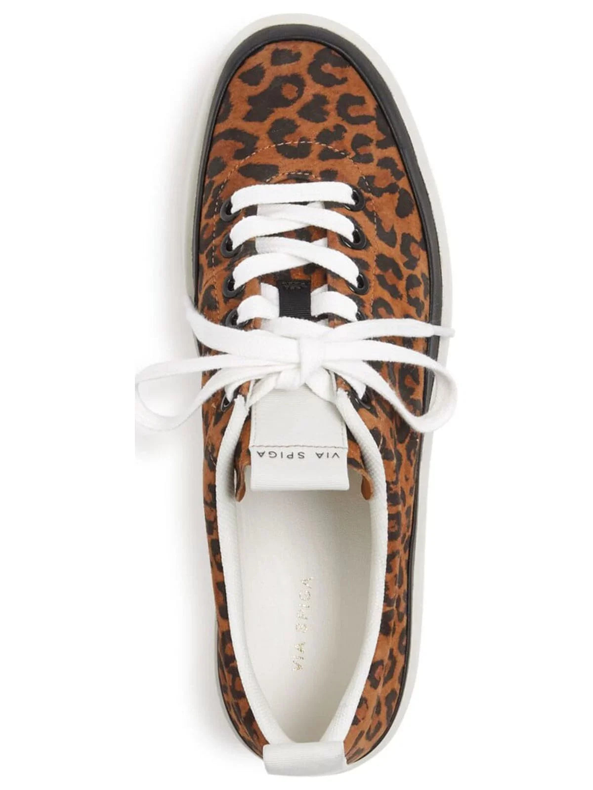 VIA SPIGA Womens Brown Leopard Print Cushioned Mae Round Toe Platform Lace-Up Suede Athletic Sneakers Shoes 8 M