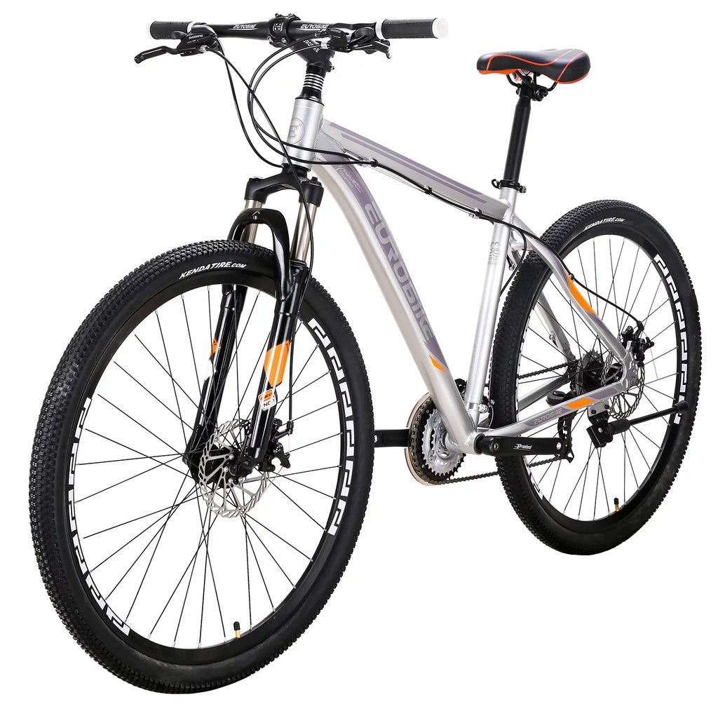 Mountain Bike, Eurobike X9 Mountain Bikes 29 Inches, 29er, 19 inch Aluminum, 21 Speed,Dual Disc Brakes, Mens Bicycle for Adults Multi-Spoke Silver