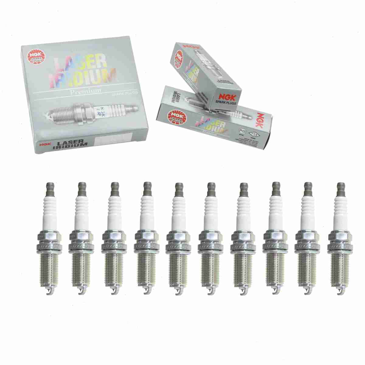 10 pc NGK 1637 Laser Iridium Spark Plugs for 22401-1A50A 4505 4703 9609 FR8MII33X IKH16TT PKH16TT Ignition Wire Secondary Fits select: 2007-2009 HYUNDAI SANTA FE, 2009 KIA BORREGO