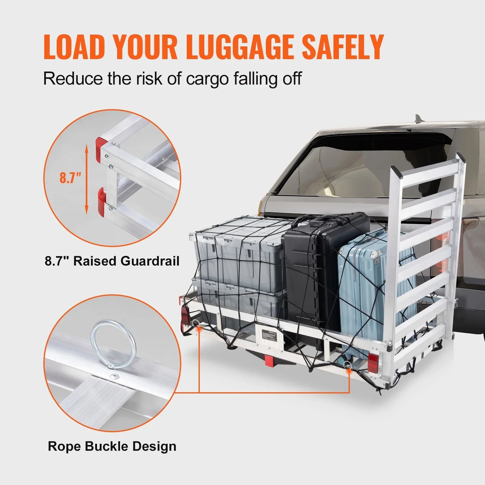 SKYSHALO Hitch Mount Cargo Carrier 47x28x6 in 500lb and Folding Ramp Fits 2" Receiver