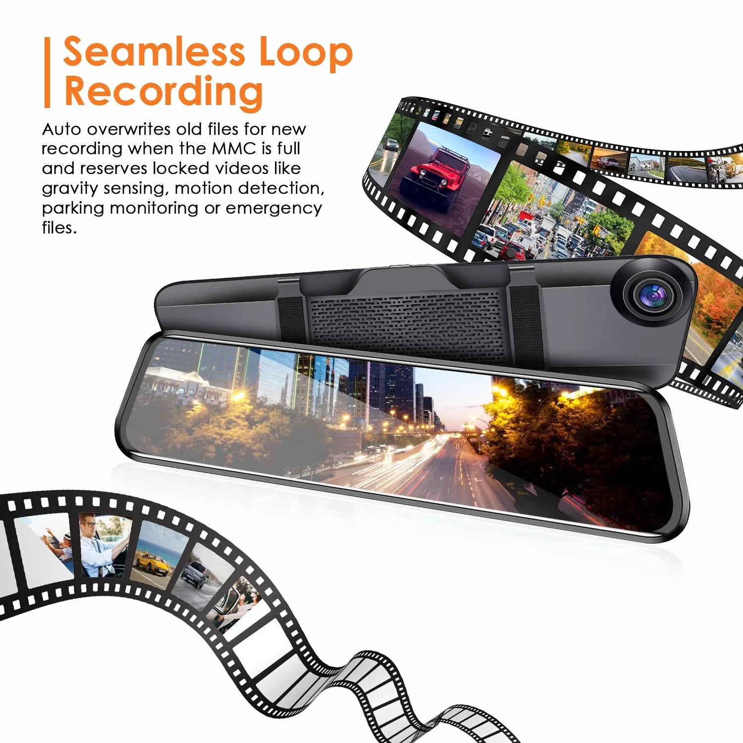 4K iMounTEK Car DVR 12in Dash Cam Camcorder Camera Recorder with 170° Angle Loop Recording Motion Detection Night Vision Voice Control APP Control G-sensor