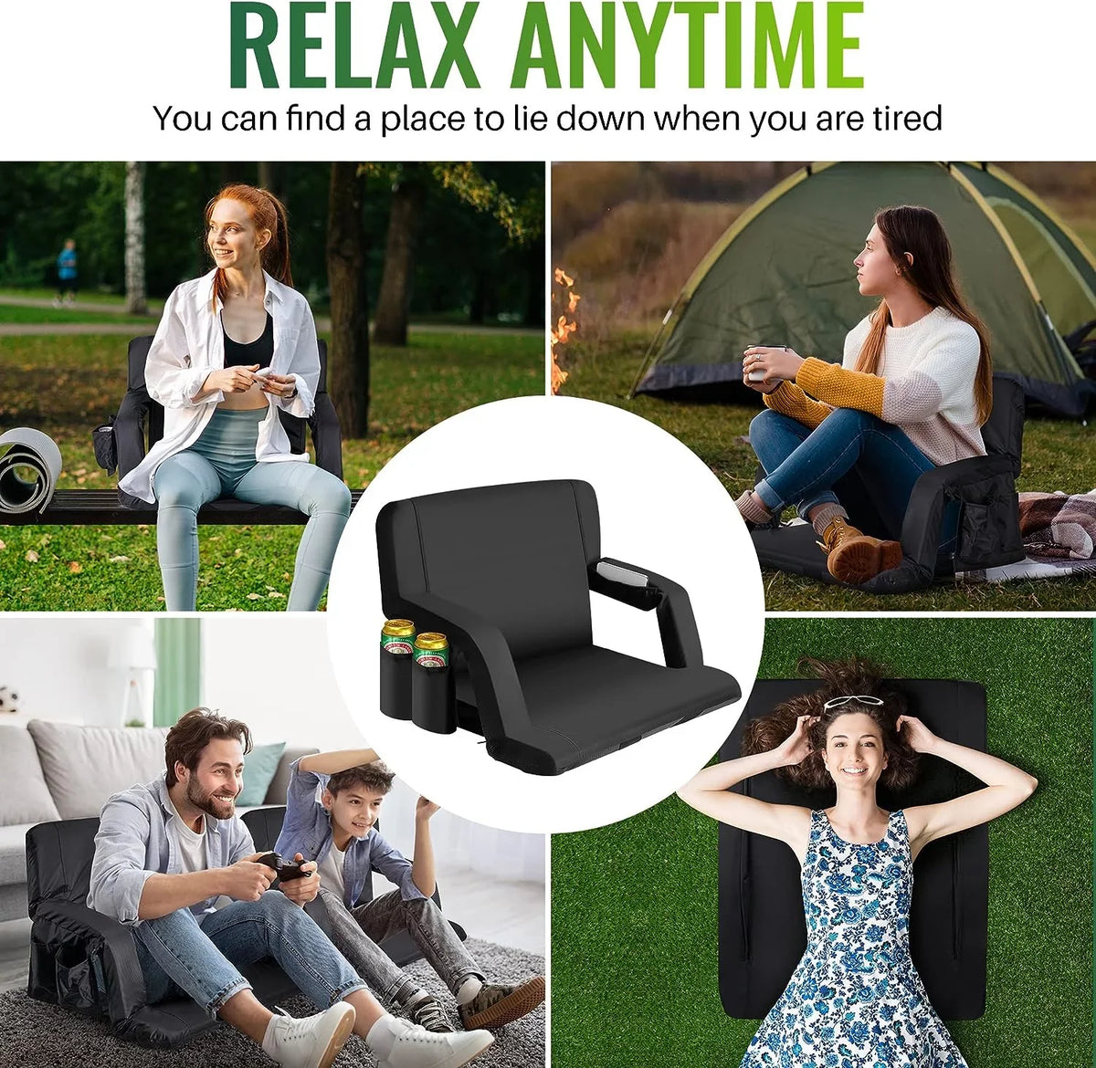 AiYCHEN Stadium Seat, 25-Inch Extra Wide Reclining Chair for Bleachers - Thicker, Waterproof, and Sturdy Seating for Sporting Events, Beaches, Camping, and Picnic