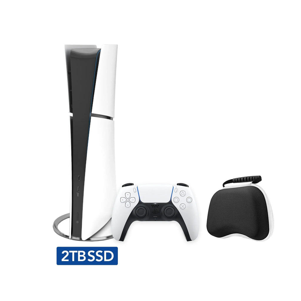 2023 New PlayStation 5 Slim Upgraded 2TB Digital Edition Console, Controller and Mytrix Controller Case - White, Slim PS5 2TB PCIe SSD Gaming Console