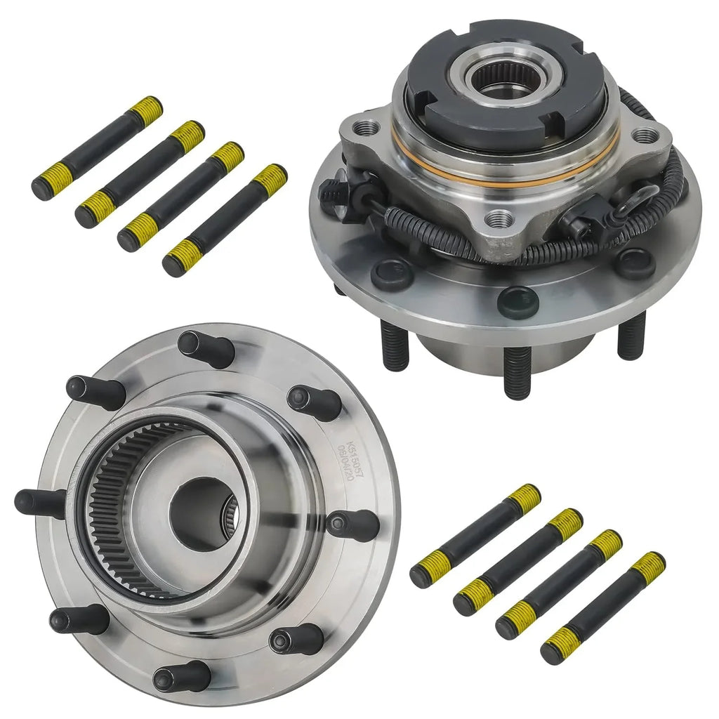 Detroit Axle - Front 12pc Suspension Kit for 4WD 00-04 Ford F-250 F-350 Super Duty, 2 Wheel Bearing Hubs 4 Ball Joints 4 Tie Rods 2 Sway Bars 2000 2001 2002 2003 2004 Replacement