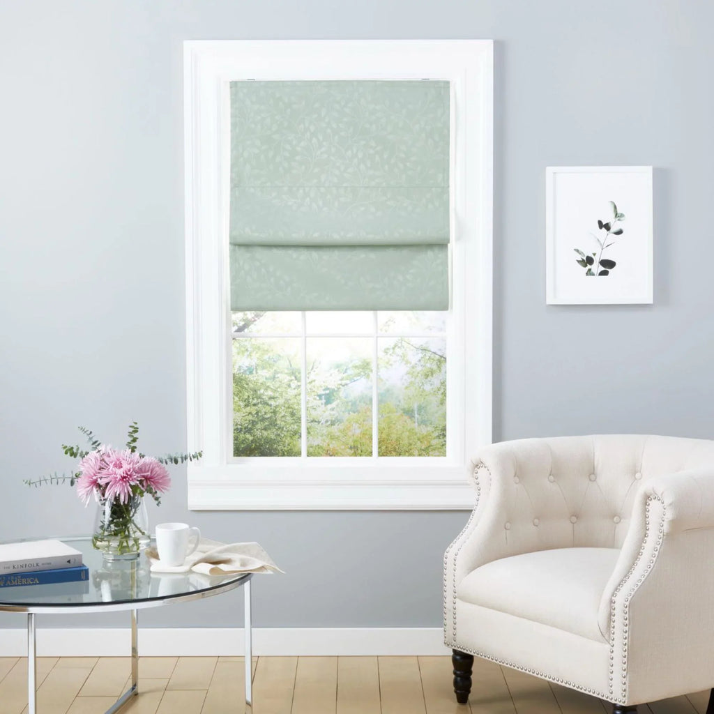 Exclusive Home Bolan Botanical Total Blackout Roman Shade, 31"x 64", Sage