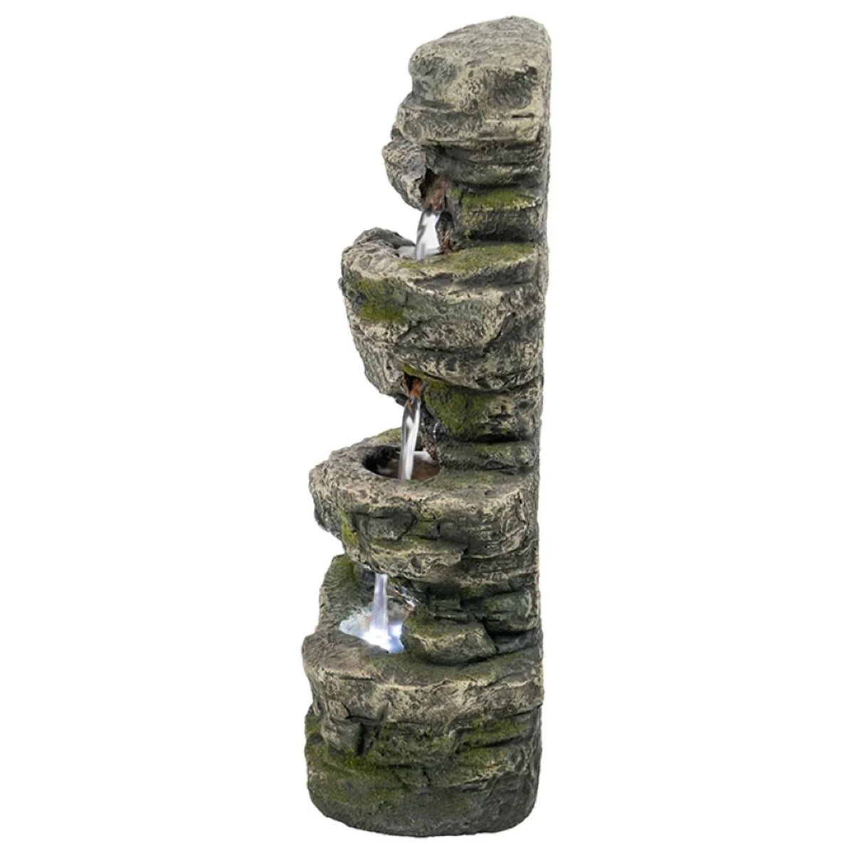 CC Home Furnishings Cascading Stone Tabletop Outdoor Fountain with Light - 13.75" - Brown