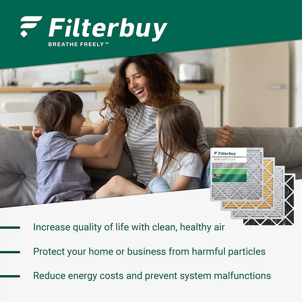 Filterbuy 20x24x1 MERV 8 Odor Eliminator Pleated HVAC AC Furnace Air Filters with Activated Carbon (3-Pack)