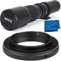 Ultimaxx 500mm f/8 Multi-Coated Preset Telephoto Lens Includes T-Mount Adapter for Canon EF Mount & Microfiber Cleaning Cloth - Suitable with SLR/DSLR Cameras