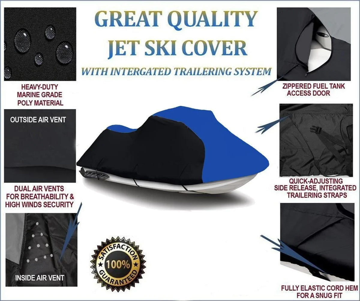 BLACK / BLUE HEAVY-DUTY, PWC 600D JET SKI Wrap Suitable for Yamaha VXS 2015 2016