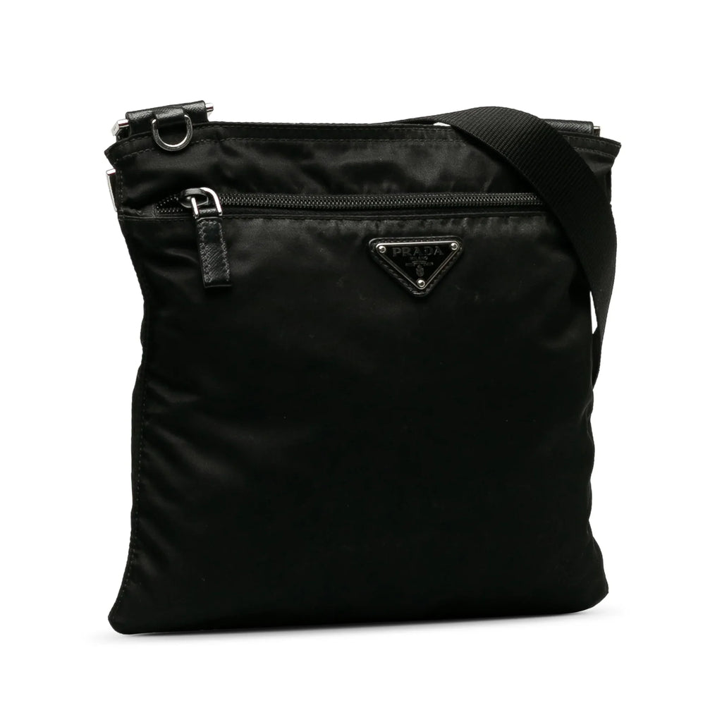 Pre-Owned Authenticated Prada Tessuto Crossbody Nylon Fabric Black Crossbody Bag Unisex (Good)