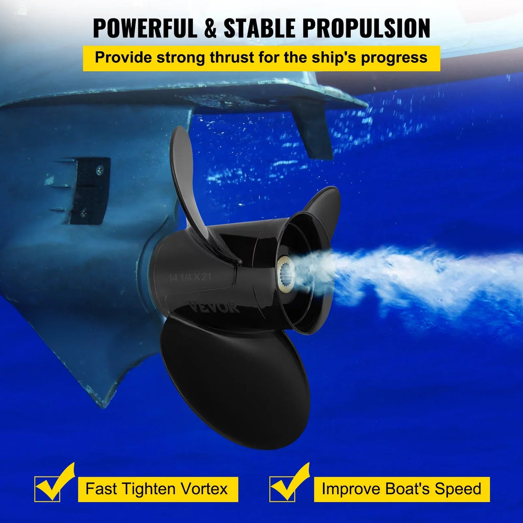 VEVOR Outboard Propeller, 3-Blade 14 1/4 x 21" Craft Propeller, Replace for OEM 3817469, Matching SX Sterndrives Outboard Volvo Penta Engine, Right-handed Aluminium Propeller & 19 Spline Teeth