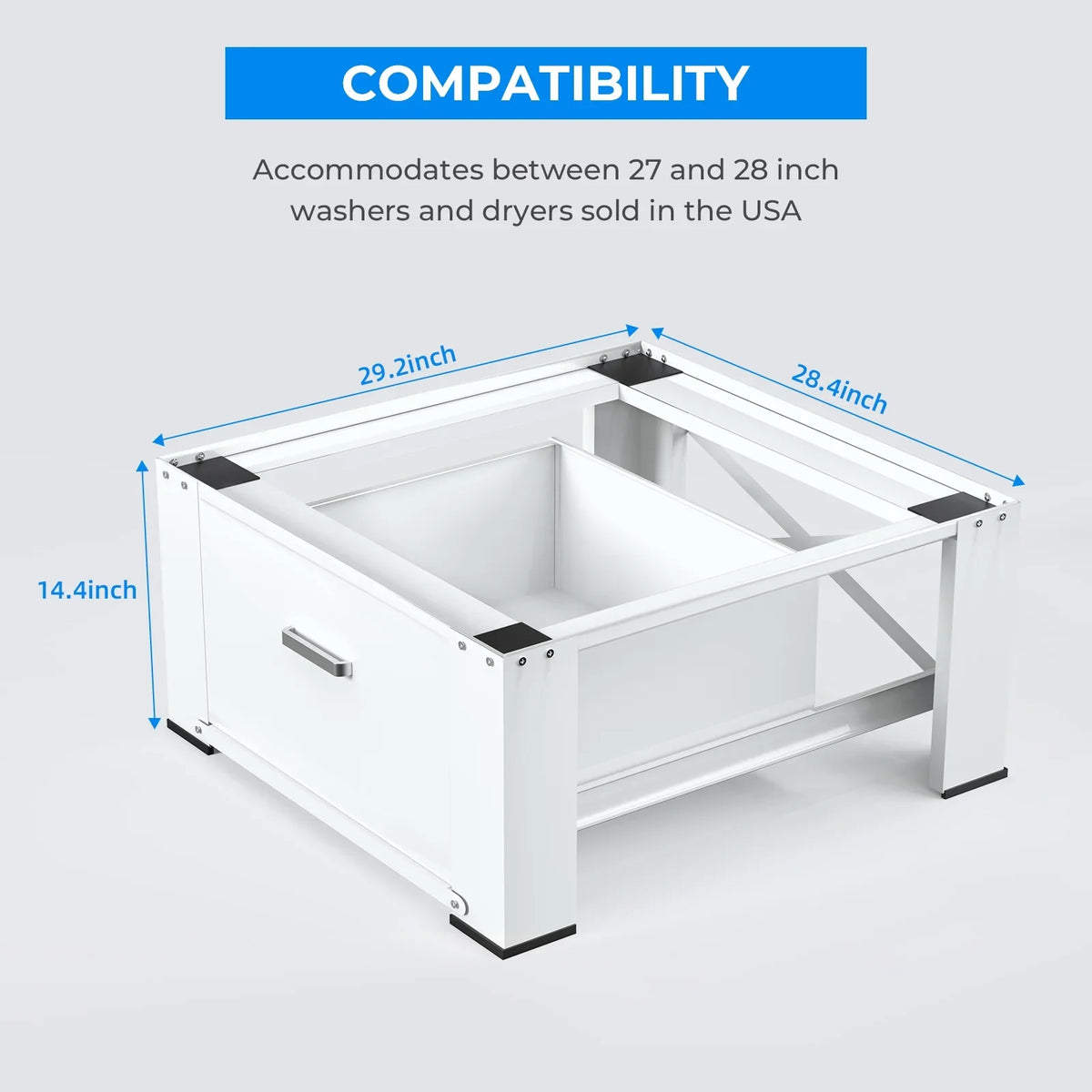 2 Pack Laundry Pedestals 28"× 29" Heavy Duty Inlife Dual Washing Machine Pedestals, Washer and Dryer Stands, Stainless Steel, White