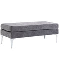 HOMCOM 48" End of Bed Bench with Steel Legs, Dark Gray