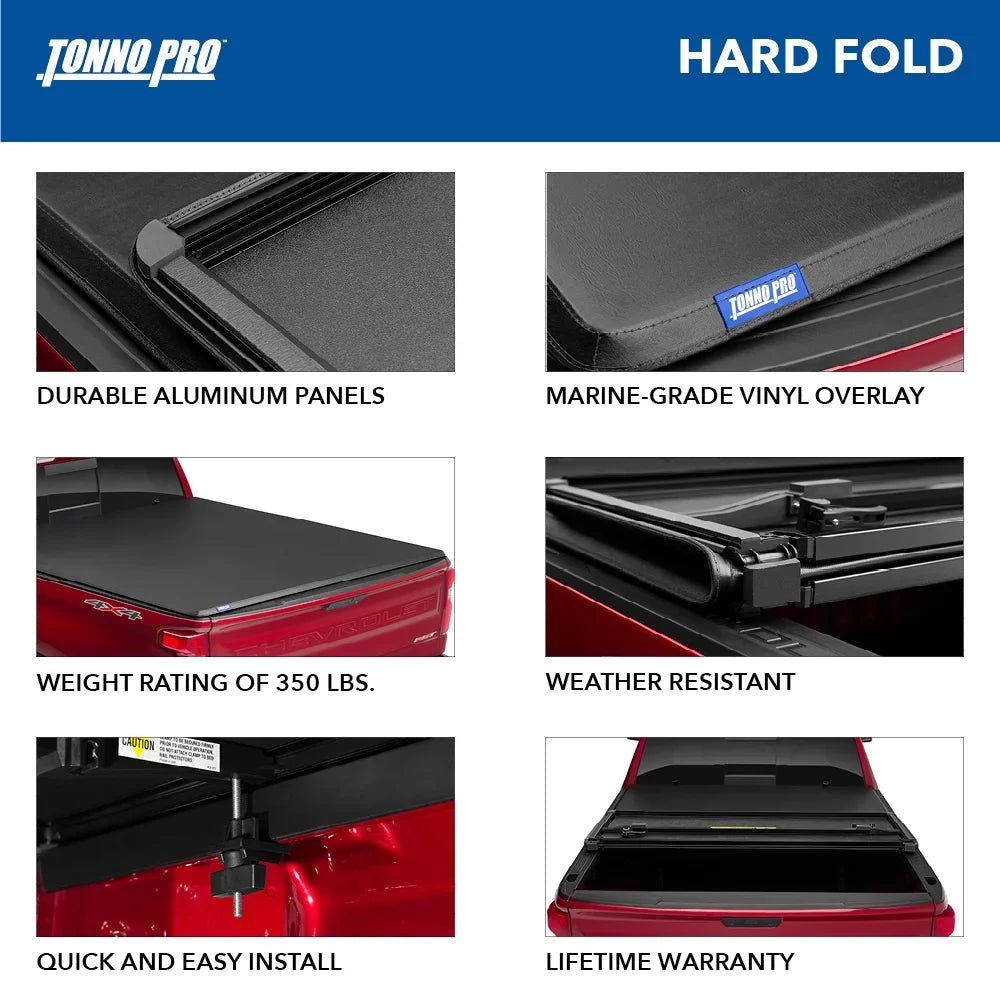 Tonno Pro | Hard Fold, Hard Folding Truck Bed Tonneau Coating | HF-154 | Fits 2007 - 2013 Chevy/GMC Silverado/Sierra 1500 6' 7" Bed (78.7")